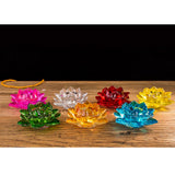 Max Buddhism Worship Lotus Flower Crystal Candle Holders Home Decoration Red