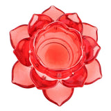 Max Buddhism Worship Lotus Flower Crystal Candle Holders Home Decoration Red