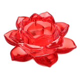 Max Buddhism Worship Lotus Flower Crystal Candle Holders Home Decoration Red