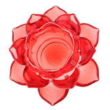 Max Buddhism Worship Lotus Flower Crystal Candle Holders Home Decoration Red
