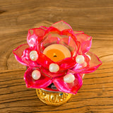 Max Buddhism Worship Lotus Flower Crystal Candle Holders Home Decoration Red