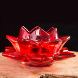 Max Buddhism Worship Lotus Flower Crystal Candle Holders Home Decoration Red