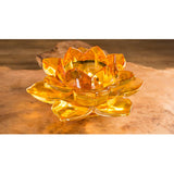 Buddhism Worship Lotus Flower Crystal Candle Holders Home Decoration Amber