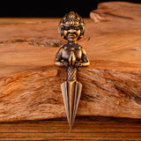 Max Tibetan Buddhist Vajrayana Pure Copper Phurpa Vajra Talisman Golden