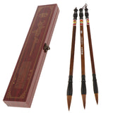 Max 3 Pieces Calligraphy Brush Pen Chinese Traditional Writing Painting Gift Box