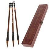 Max 3 Pieces Calligraphy Brush Pen Chinese Traditional Writing Painting Gift Box