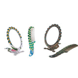 Max Antique Foldable Women Metal Cosmetic Mirror Vanity Set with Comb Green
