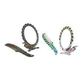 Max Antique Foldable Women Metal Cosmetic Mirror Vanity Set with Comb Green