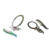 Max Antique Foldable Women Metal Cosmetic Mirror Vanity Set with Comb Green