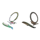 Max Antique Foldable Women Metal Cosmetic Mirror Vanity Set with Comb Green