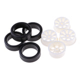 Max 4 Sets 1:24 RC Rock Crawler Rubber Tires & Plastic Wheel Rim Set for A252