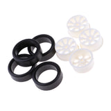 Max 4 Sets 1:24 RC Rock Crawler Rubber Tires & Plastic Wheel Rim Set for A252