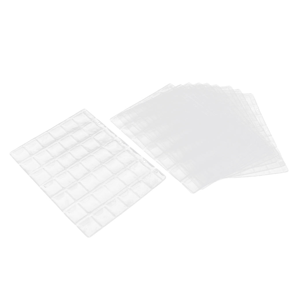 Max 10 Pieces 42-Pocket 3-Holes Coin Holders Collection Album Protector Sheets
