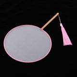 Max Chinese Court Style Blank Round Silk Fan for DIY Hand Painted Gift Pink