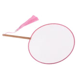 Max Chinese Court Style Blank Round Silk Fan for DIY Hand Painted Gift Pink