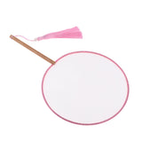 Max Chinese Court Style Blank Round Silk Fan for DIY Hand Painted Gift Pink