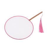 Max Chinese Court Style Blank Round Silk Fan for DIY Hand Painted Gift Pink