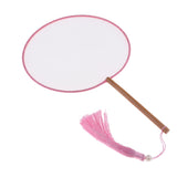 Max Chinese Court Style Blank Round Silk Fan for DIY Hand Painted Gift Pink