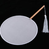 Max Chinese Court Style Blank Round Silk Fan for DIY Hand Painted Gift Gray