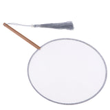 Max Chinese Court Style Blank Round Silk Fan for DIY Hand Painted Gift Gray