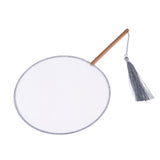 Max Chinese Court Style Blank Round Silk Fan for DIY Hand Painted Gift Gray