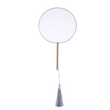 Max Chinese Court Style Blank Round Silk Fan for DIY Hand Painted Gift Gray