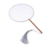 Max Chinese Court Style Blank Round Silk Fan for DIY Hand Painted Gift Gray