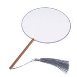 Max Chinese Court Style Blank Round Silk Fan for DIY Hand Painted Gift Gray