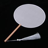 Max Chinese Court Style Blank Round Silk Fan for DIY Hand Painted Gift Gray