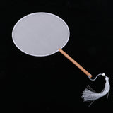 Max Chinese Court Style Blank Round Silk Fan for DIY Hand Painted Gift Gray