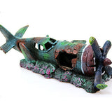 Max Fish Tank Landscape Aquarium Background Decor Damaged Battleplane Wreckage