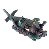 Max Fish Tank Landscape Aquarium Background Decor Damaged Battleplane Wreckage