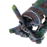 Max Fish Tank Landscape Aquarium Background Decor Damaged Battleplane Wreckage