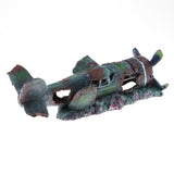 Max Fish Tank Landscape Aquarium Background Decor Damaged Battleplane Wreckage