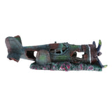 Max Fish Tank Landscape Aquarium Background Decor Damaged Battleplane Wreckage