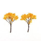 Max 10Pieces Mini Tree Models for Scene Simulation&Sand Table Accs 6.5cm Yellow