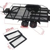 Max Heavy Duty Metal Trailer with Tow Hook for 1/10 RC Crawler Car Accessories
