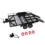 Max Heavy Duty Metal Trailer with Tow Hook for 1/10 RC Crawler Car Accessories