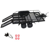 Max Heavy Duty Metal Trailer with Tow Hook for 1/10 RC Crawler Car Accessories