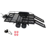 Max Heavy Duty Metal Trailer with Tow Hook for 1/10 RC Crawler Car Accessories
