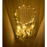 Maxbell Handmade Dreamcatcher Feather Night Light Wall Hanging Decor w/ White Flower