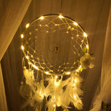 Maxbell Handmade Dreamcatcher Feather Night Light Wall Hanging Decor w/ White Flower