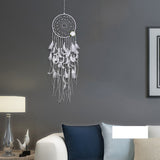 Maxbell Handmade Dreamcatcher Feather Night Light Wall Hanging Decor w/ White Flower