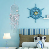 Maxbell Handmade Dreamcatcher Feather Night Light Wall Hanging Decor w/ White Flower