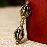Max Tibetan Buddhism Copper Dorje Vajra Amulet Handmade Nepal Ornaments 6cm