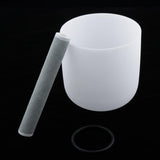 Max Tibet Crystal Singing Bowl E Note for Heart Frosted Quartz 6 Inch White