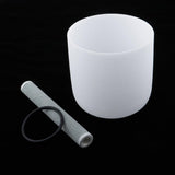 Max Tibet Crystal Singing Bowl E Note for Heart Frosted Quartz 6 Inch White