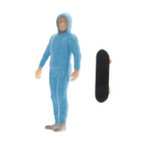 Max 1:64 Figures Diorama Skater Boy with Skateboard Miniature Model  Blue