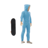 Max 1:64 Figures Diorama Skater Boy with Skateboard Miniature Model  Blue