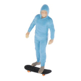 Max 1:64 Figures Diorama Skater Boy with Skateboard Miniature Model  Blue